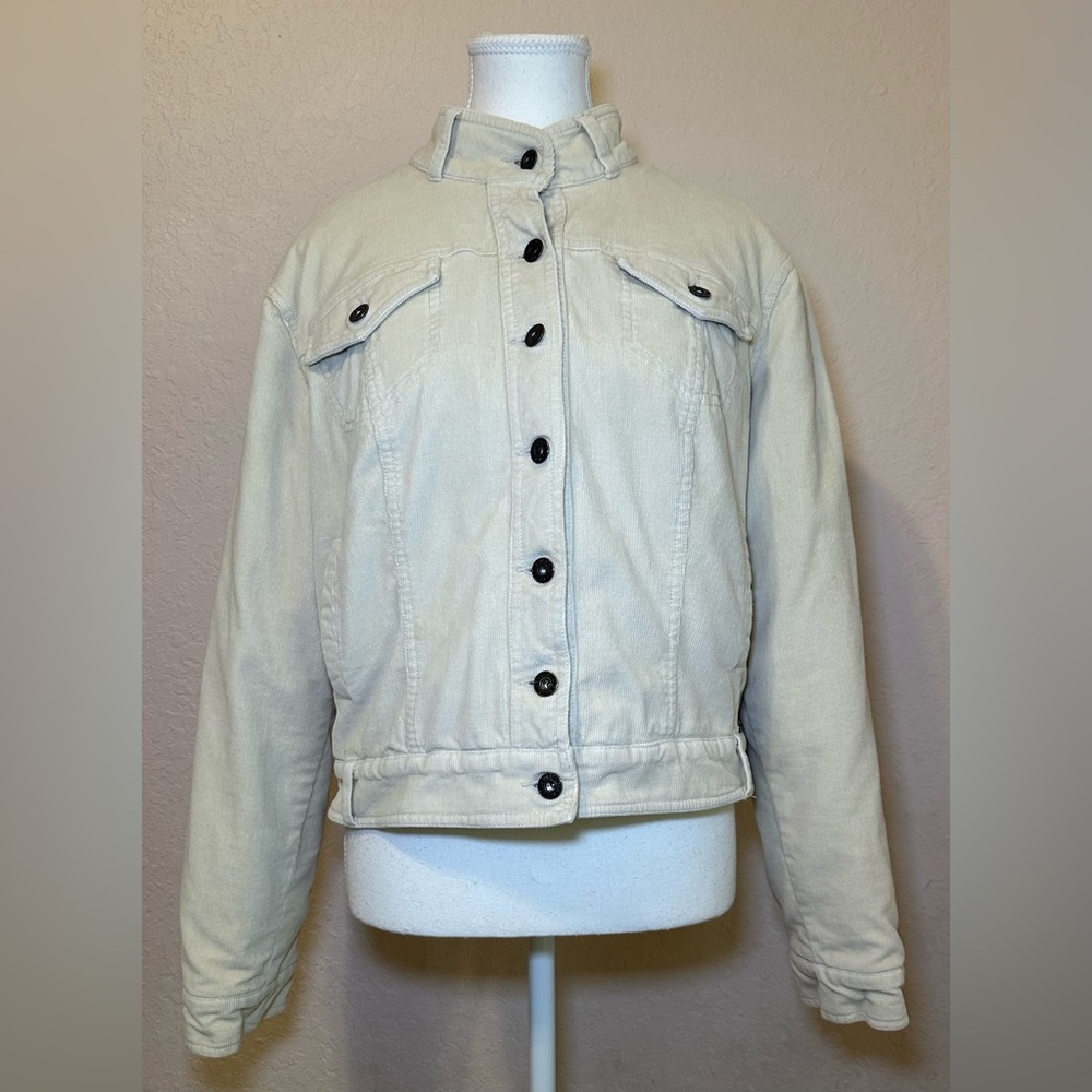 Baby Phat vintage jacket coat‎ puffer cream corduroy buttons pockets Y2K 90’s L